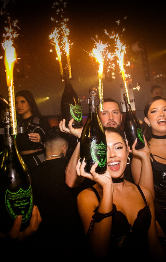 Dom Perignon champagne bottle show